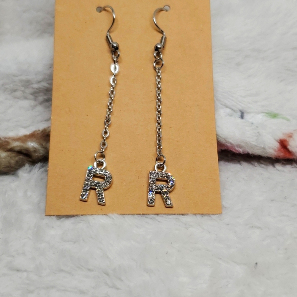 7/$10 R Initial Earrings, New